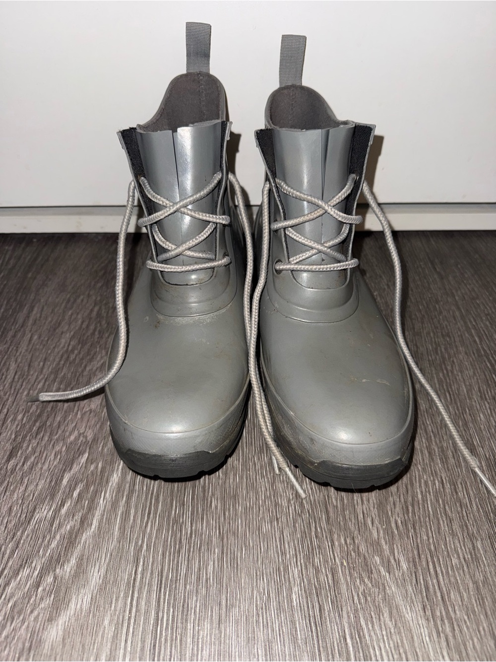 Bogs Amanda Chukka Waterproof Rain Boots Gray Rubber Lace Up Ankle Muck Boot